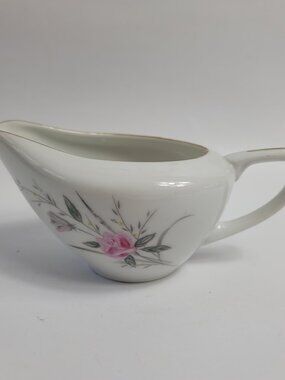 Fine China of Japan Golden Rose Creamer Pink Roses Gray Leaves, Pink